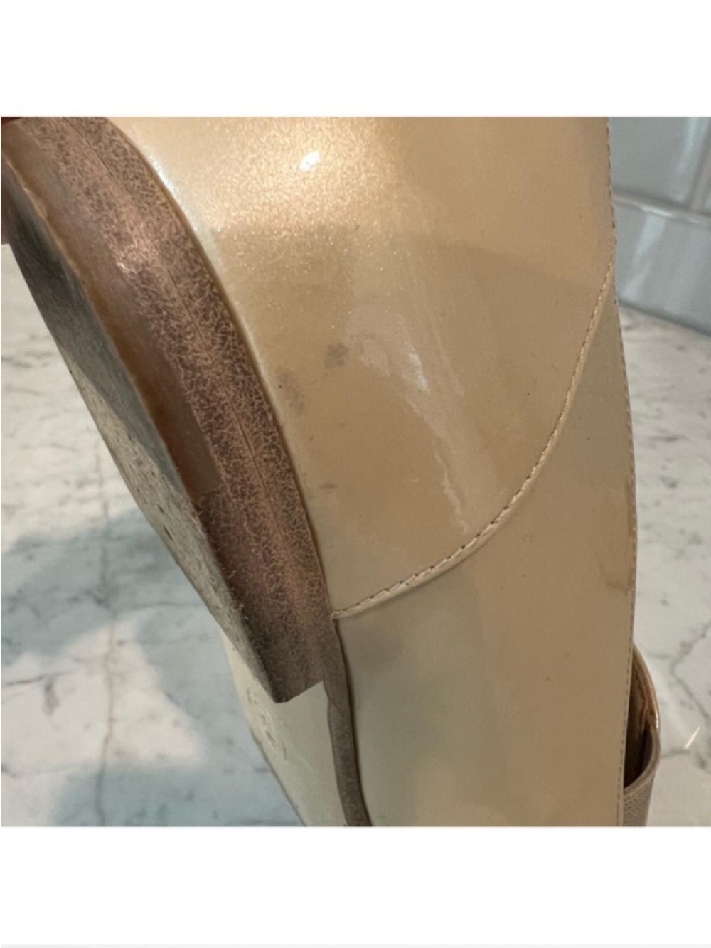 CHANEL Cream Leather Loafers with Gold CC Emblem - Picture 5 of 8